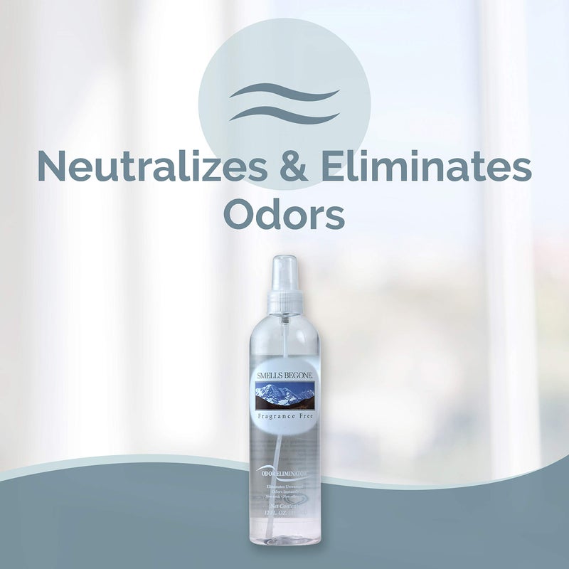 SMELLS BEGONE Air Freshener Spray - 12 oz, Pack of 2 - Odor Eliminator - Eliminates Odors from Smoke, Trash Cans, Cars, Pets & Boats - Fragrance Free - Image 1